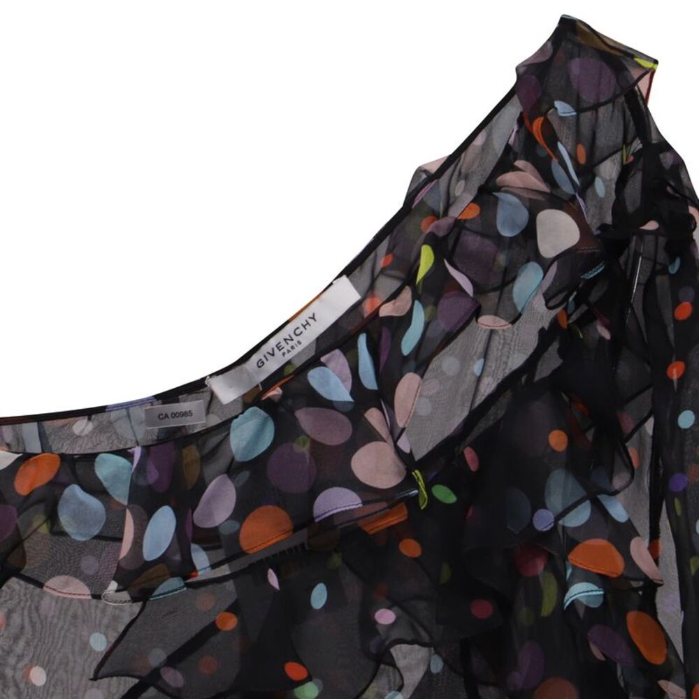 Givenchy Polka Dot Ruffled Midi Dress in Black Silk - Picture 3 of 6